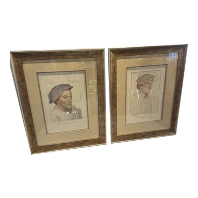 Early 19th Century Pair of Framed Etching Prints of Howard of Surrey and Clinton by Bartolozzi Reproduction For Sale