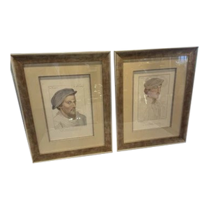 Early 19th Century Pair of Framed Etching Prints of Howard of Surrey and Clinton by Bartolozzi Reproduction