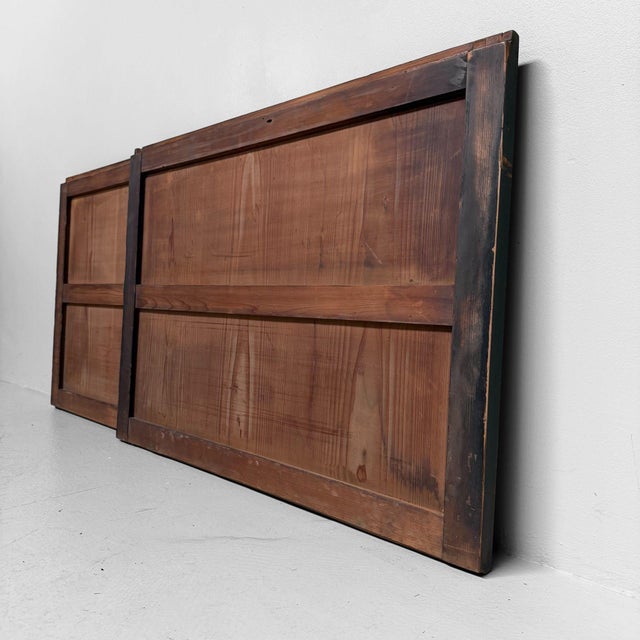 Japanese Minimalist Wooden Door Panels, 1890s, Set of 2 For Sale - Image 11 of 12