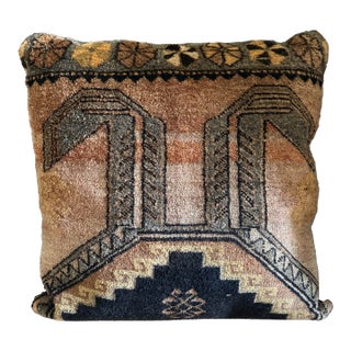 Handmade Turkish Wool Rug Floor Cushion, 28”x28” For Sale