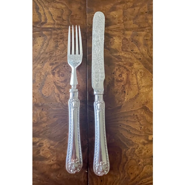 Ornate Victorian Silver Plated Flatware- 18 Place Setting For Sale - Image 9 of 12