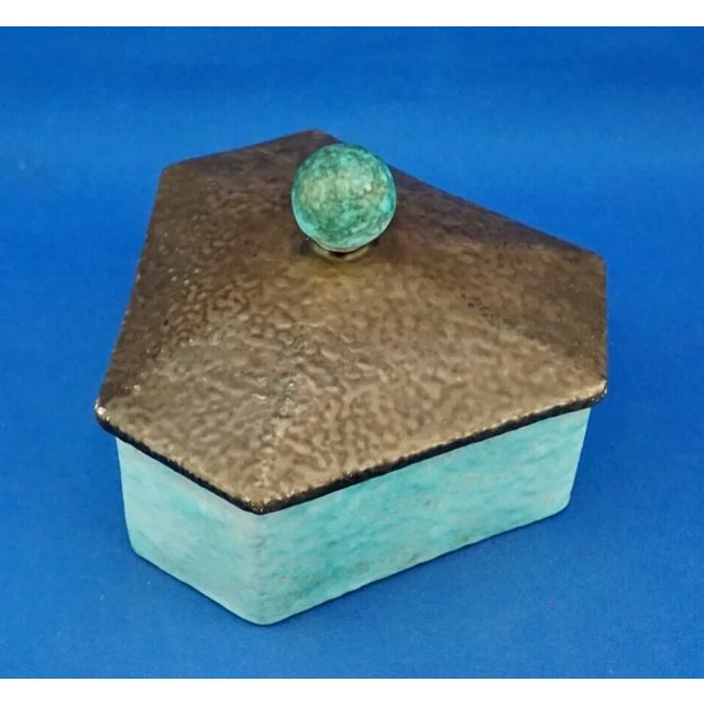20th Century Art Deco Ceramic Box in Bronze Enamel from the Mga Factory, Albisola, Italy, 1920s For Sale - Image 6 of 18