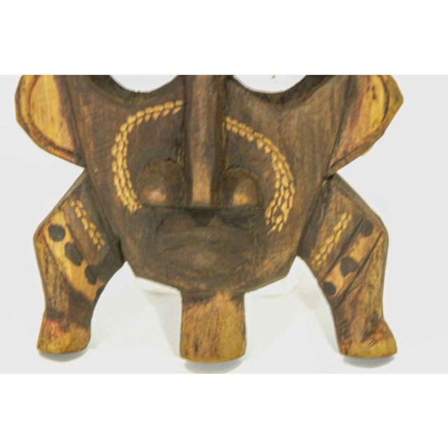 Tribal African Ghana Wood Decorative Mask Wall Sculpture For Sale - Image 3 of 7