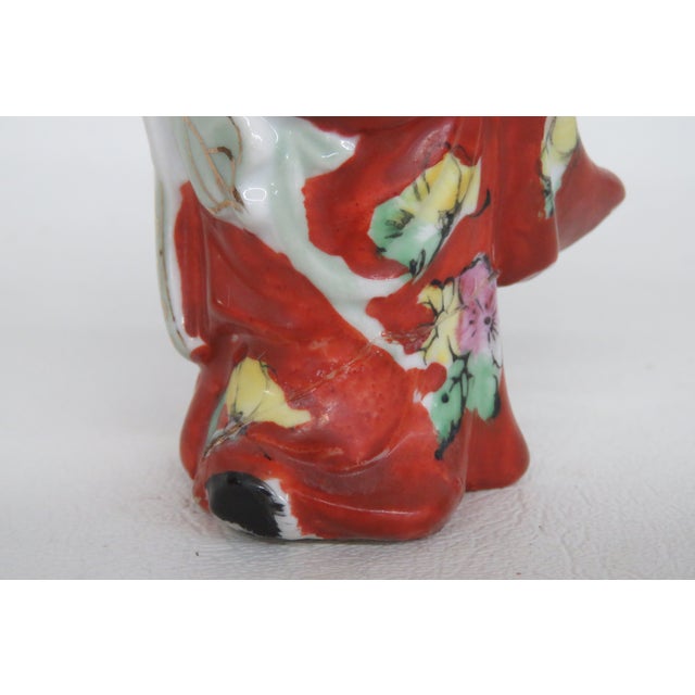 Ceramic Porcelain Zhongli Quan Figurine Taoist Mythology Good Fortune Mid Century 4974b For Sale - Image 7 of 10