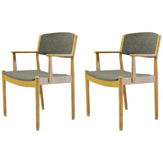 Set of Danish Refinished Armchairs in Oak by Poul M. Volther for FDB, Customizable Reupholstery, 1960s For Sale