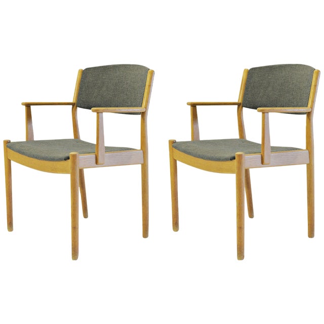 Set of Danish Refinished Armchairs in Oak by Poul M. Volther for FDB, Customizable Reupholstery, 1960s For Sale