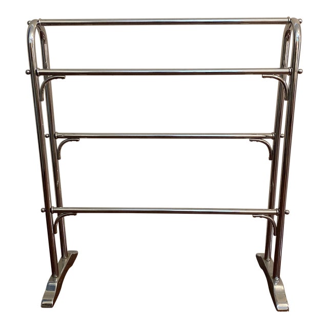 1970s Mid-Century Modern Chrome Quilt Rack Holder For Sale
