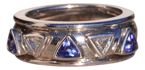 The Salinas River: Contemporary Tanzanite and Natural Diamond Ring, Size 6.25
