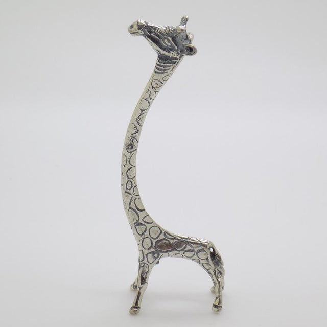 Vintage Italian Handmade Silver Stylized Giraffe with Long Neck, Tuscany, Italy, 1980s For Sale - Image 11 of 11
