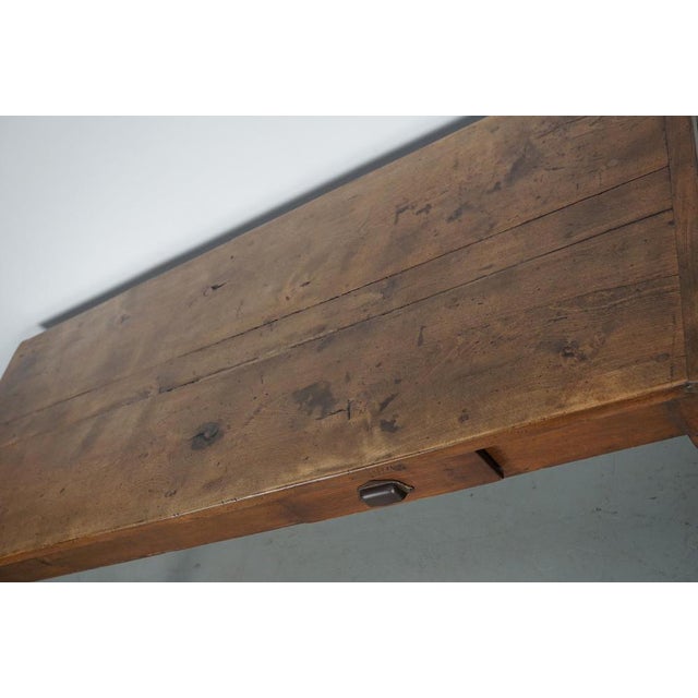 Wood 19th Century Rustic Farmhouse French Elm Dining Table For Sale - Image 7 of 18