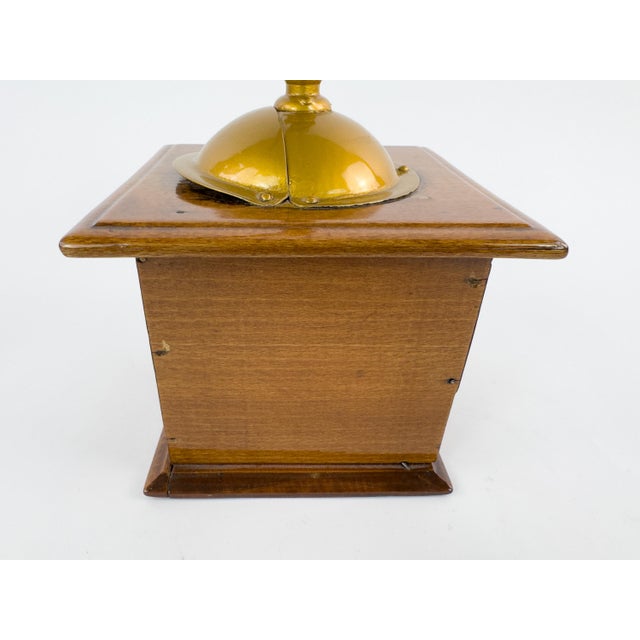 Coffee Antique French Peugeot Frères Wooden Coffee Grinder With Gold-Tone Hopper – Early 20th Century For Sale - Image 8 of 16