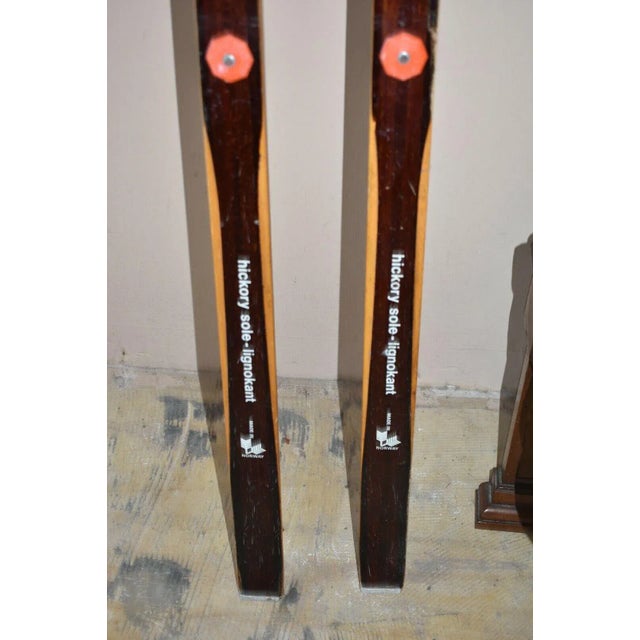 Vintage Hickory Wood Ski Set by Asnes Made in Norway - Set of 2 For Sale - Image 9 of 10