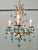 Vintage French Turquoise Crystal and Tolewear Chandelier, 1920 For Sale - Image 3 of 9