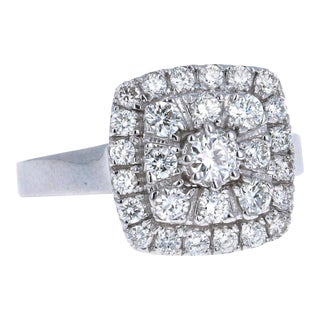 1.14 Carat Diamond 18 Karat White Gold Cluster Ring, Size 7 For Sale