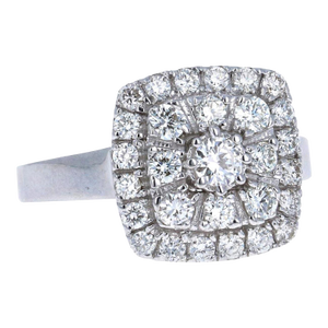1.14 Carat Diamond 18 Karat White Gold Cluster Ring, Size 7