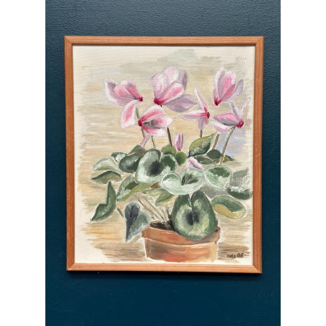 Ada, Still Life with Pink Flowers, 1986, Oil on Canvas, Framed For Sale - Image 16 of 18