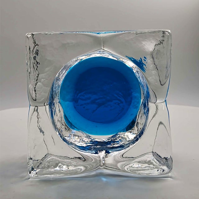 Glass Square Ashtray in Hand-Worked Murano Glass with Ice Cube Effect, 1970s For Sale - Image 7 of 9