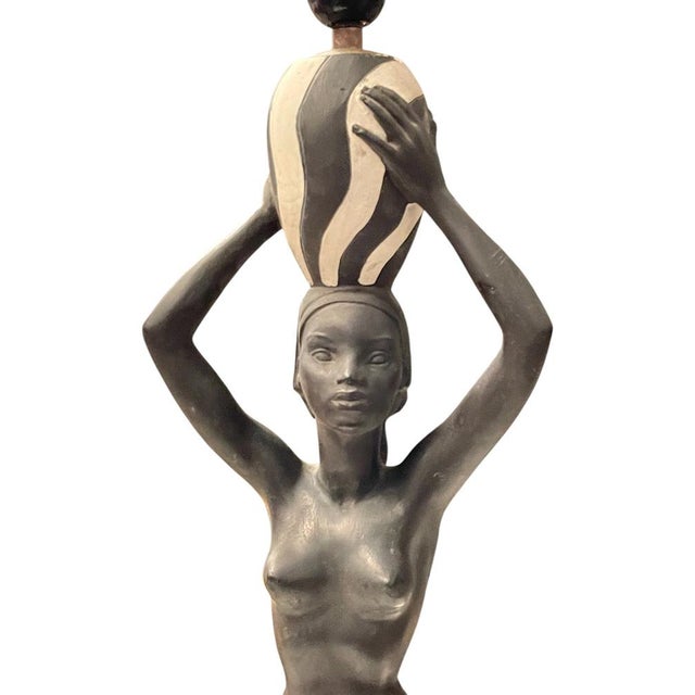 1950s Vintage African Sculptural Plaster Lamp, 1950s For Sale - Image 5 of 9