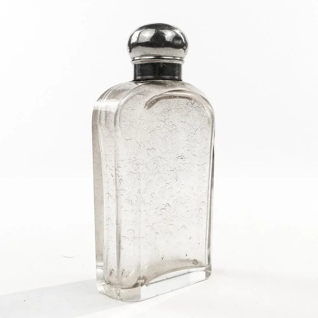Silver Art Deco Crystal Flask, France, 1930s For Sale - Image 8 of 12