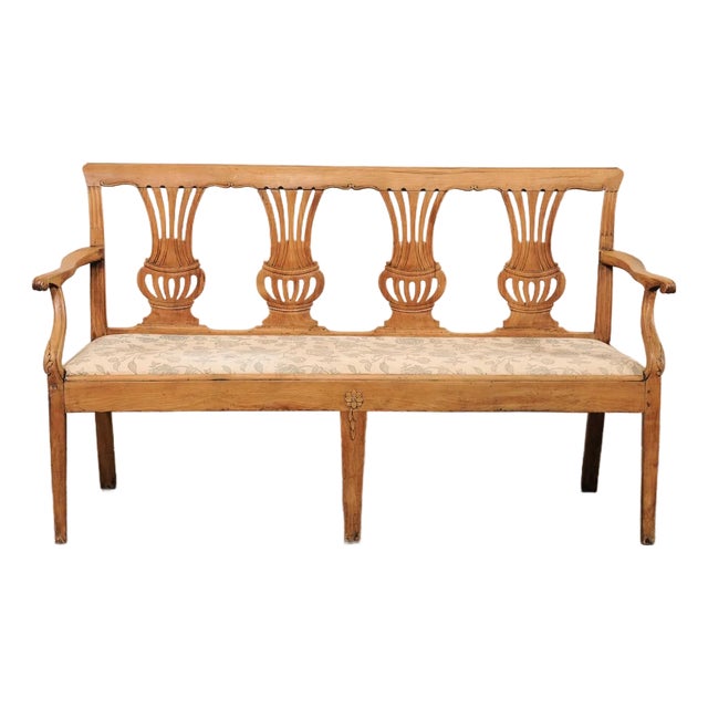 Late 18th C Italian 4-Chair Back Sofa Bench For Sale