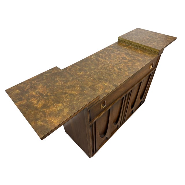 Brown Mid-Century Modern Broyhill Brasilia Walnut Flip-Top Server For Sale - Image 8 of 11