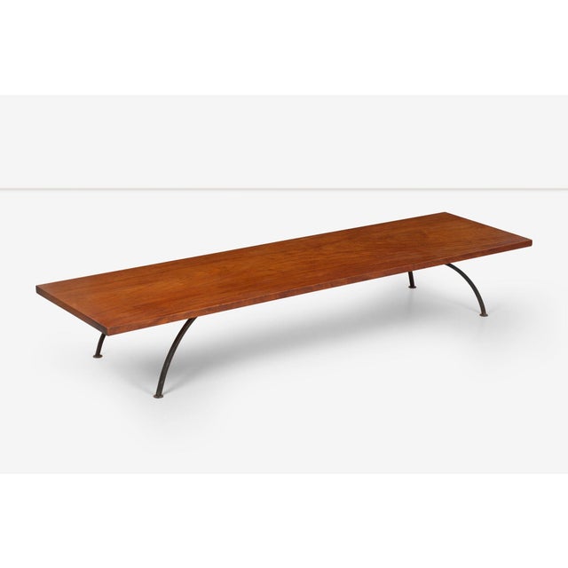 Arthur Espenet Carpenter Wrought Iron Coffee Table in Narra Wood 1960 For Sale - Image 4 of 11