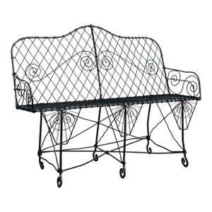 Late 20th Century Regency Trellis Wrought Iron Bench