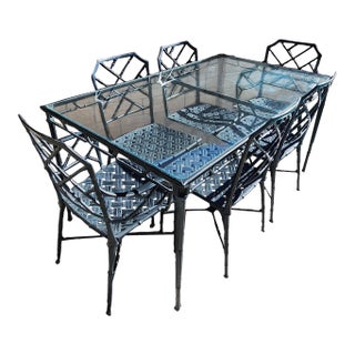 Vintage Calcutta Brown Jordan Style Table & Dining Chair- Set of 7 For Sale