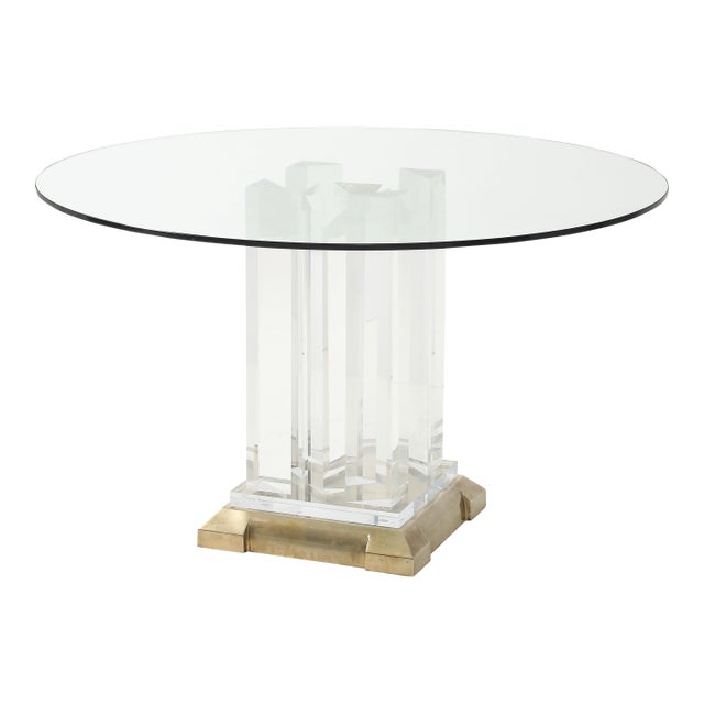 Jeffrey Bigelow Modernist Lucite and Bronze Dining Table For Sale