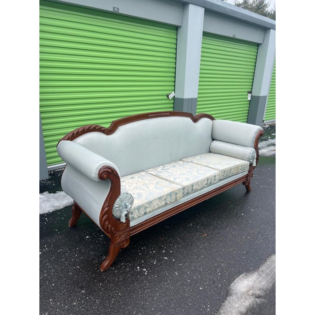 Traditional Antique Victorian Rococo Revival Custom Upholstered Parlor Sofa For Sale - Image 3 of 12