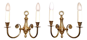 Mid-20th Century 2-Arm Brass Wall Lights, Denmark, Set of 2