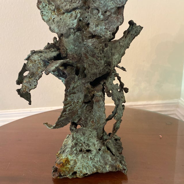 Metal Early 21st Century Bronze Artist Made Brutalist Style Flower Sculpture For Sale - Image 7 of 9