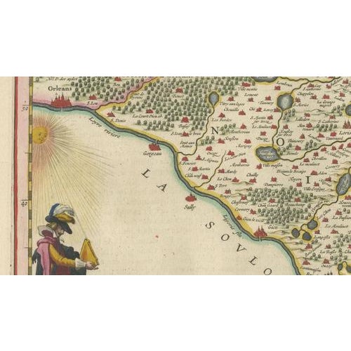 Black Antique Hand-Colored Map of Gâtinais & Sénonais from Blaeu, France, 1642 For Sale - Image 8 of 10