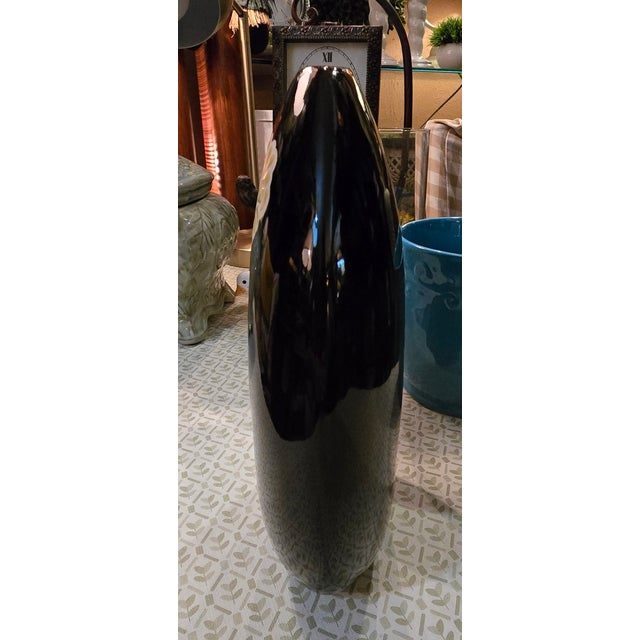 Vintage Embossed Black High Gloss Vase with embossed yellow flowers,. Unique size of this vase. Most I found are only 6...