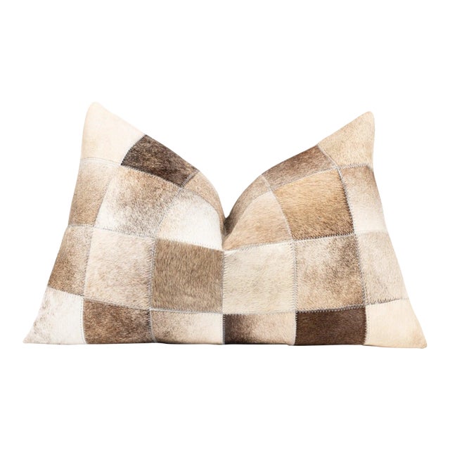 Canvello Genuine Cowhide Leather Decorative Throw Pillow With Feather Down Insert Included For Sale