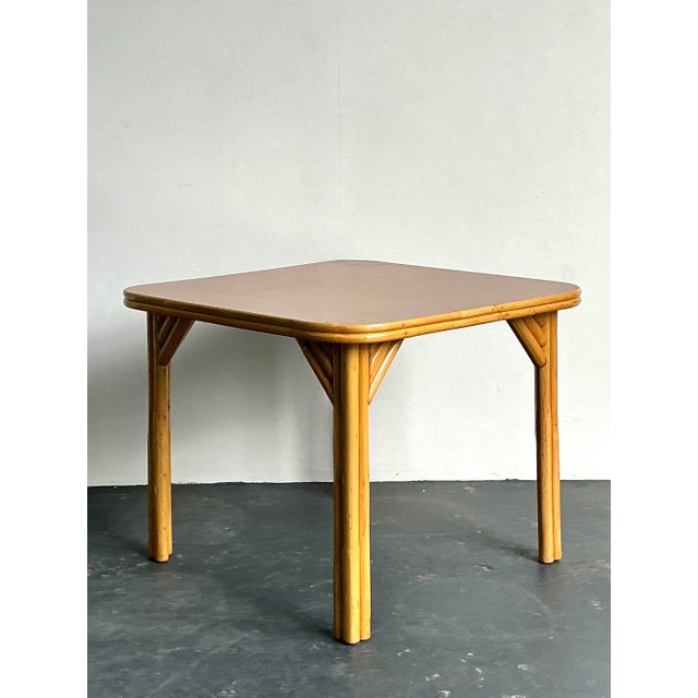 Vintage 1950s Bent Rattan Game Table Set For Sale - Image 4 of 12
