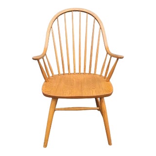 Late 20th Century Amish Oak Continuous Windsor Armchair For Sale