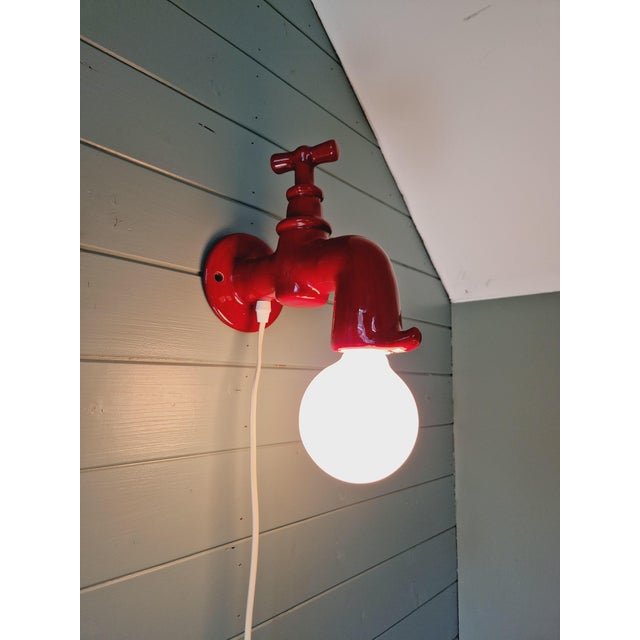 Vintage Red Ceramic Wall Light, 1970s For Sale - Image 11 of 12