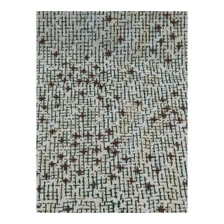 Seemakrish 6 Yards Linen Cotton Hand Blocked and Embroidery Fabric Pacific - Gingko Green Sku : 1601/D For Sale