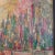 Textile 1970s Nyc Abstract Cityscape Skyline Oil Painting MCM Mid Century Modern Art New York Pink Barbiecore Vintage For Sale - Image 7 of 9