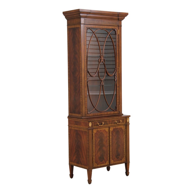 Maitland Smith Mahogany Narrow China Cabinet For Sale