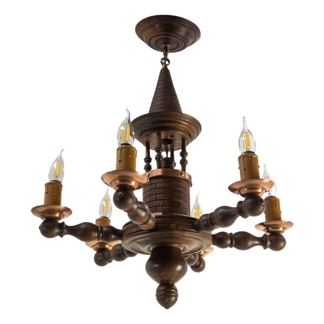French Beech Well Chandelier, 1940 For Sale