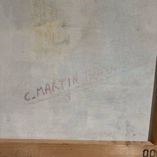 1988 Abstract Cubist Original Oil Painting on Canvas C. Martin Tschaen For Sale In San Diego - Image 6 of 12