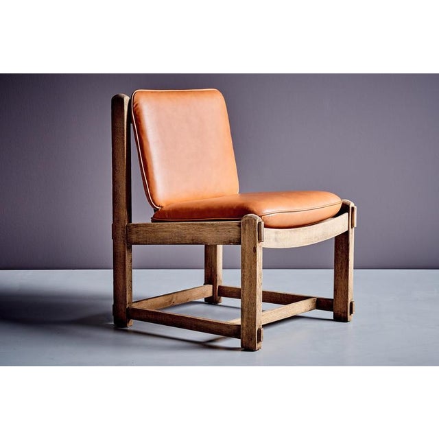 Oak and Aniline Leather Lounge Chair, Germany, 1940s For Sale - Image 11 of 14