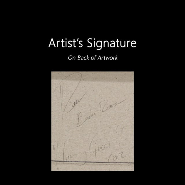 "Honor and Gucci" Contemporary Original Pop Art Acrylic Painting by Emilio Rama For Sale - Image 9 of 9