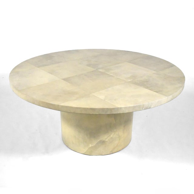 Faux Parchment Center/Dining Table For Sale - Image 9 of 9