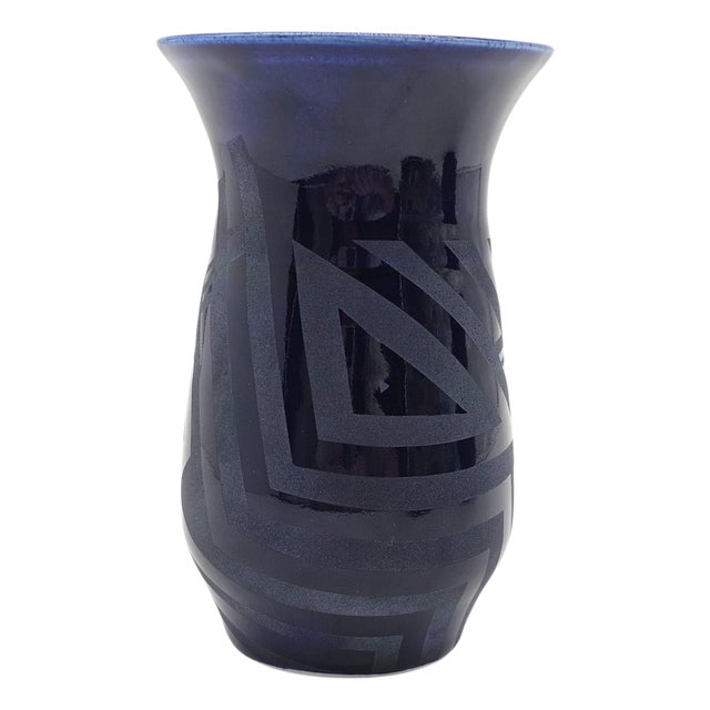 Late 20th Century Marianne Weinberg Benson Studio Pottery Cobalt Blue Abstract Mugs & Box For Sale - Image 4 of 15