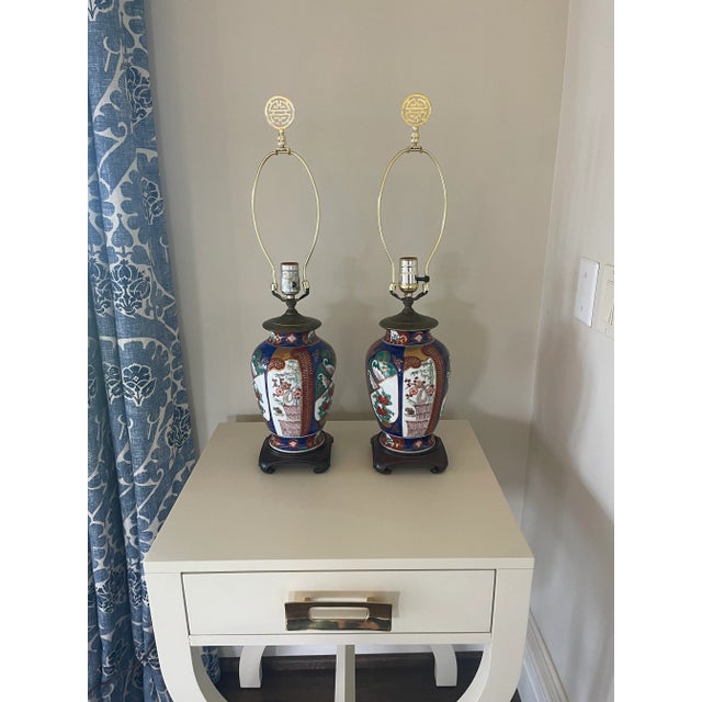 Pair of Vintage Imari Style Porcelain Lamps For Sale - Image 13 of 13