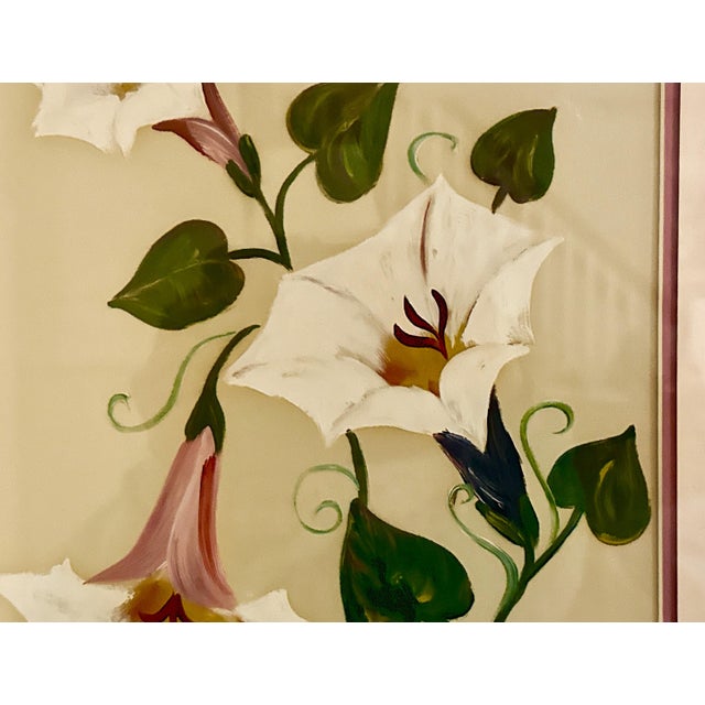 Original Art, Morning Glories, Custom Framed Art Painted on Silk For Sale - Image 4 of 11