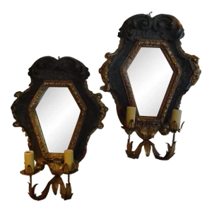 19th Century Italian Mirrored Sconces, a Pair